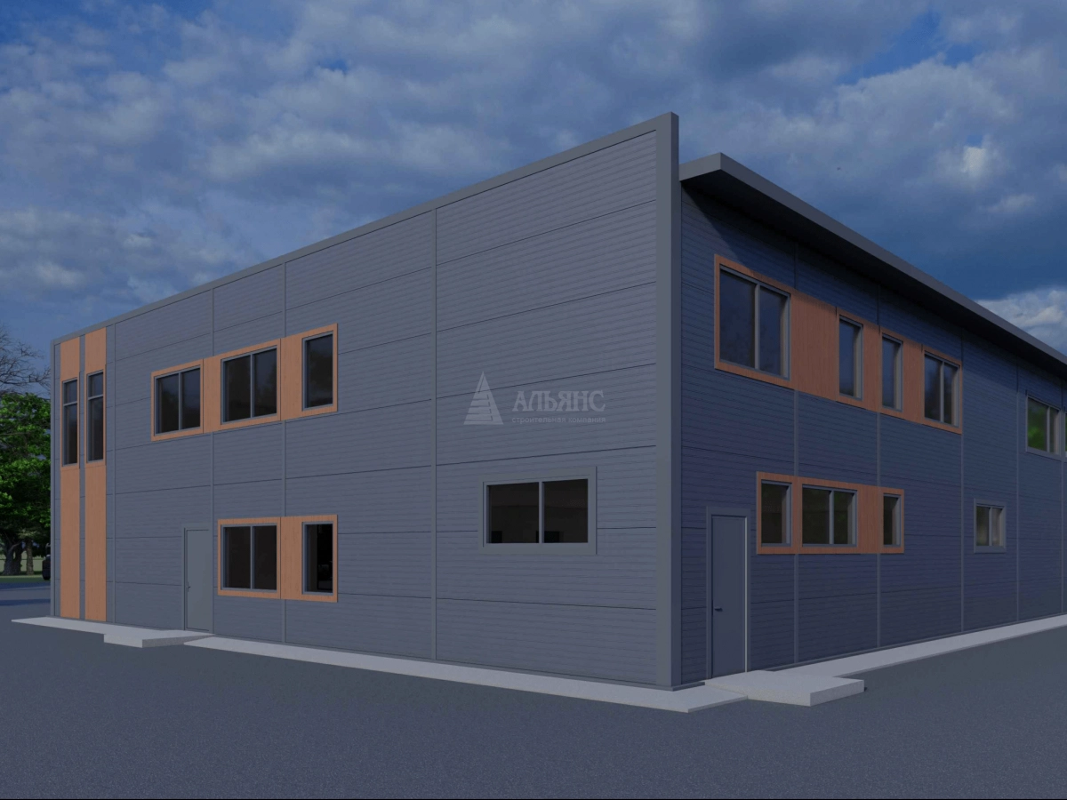 3D визуализация Здание АБК из сэндвич-панелей - фото 3