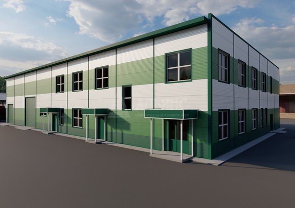 3D визуализация Офисно-складское здание из сэндвич-панелей - фото 1