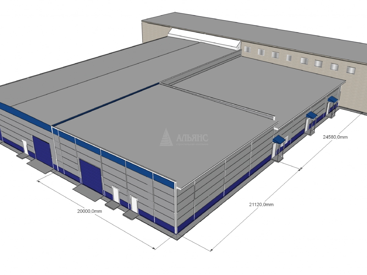 3D визуализация Ангар-склад из сэндвич-панелей - фото 10